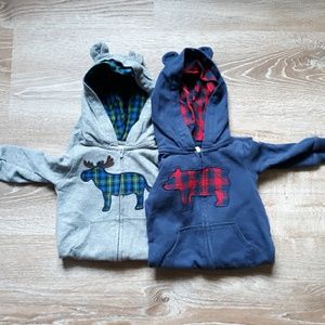Set of 2 Carter's Zip up Hooded Onesies